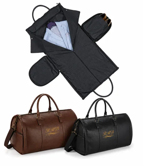 Suit bag holdall with pinstripe lining and garment bag section